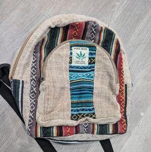 Pure Hemp Mini Backpack Made In Nepal THC Free Multicolor